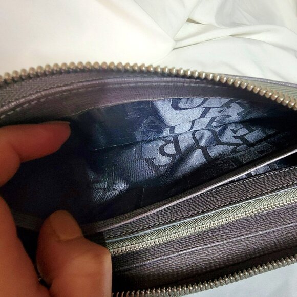 Furla Babylon Continental Zip-Around Wallet | Grey Saffiano Leather ~ EUC - Picture 11 of 11